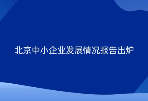 北京中小企业发展情况报告出炉 国家级专精特新“小巨人”企业795家