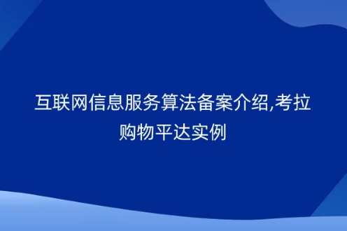 互联网信息服务算法备案介绍,考拉购物平达实例