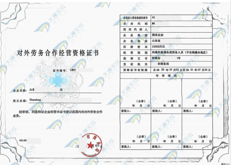 对外劳务合作经营资格证书办理案例 对外劳务合作经营资格证书办理案例
